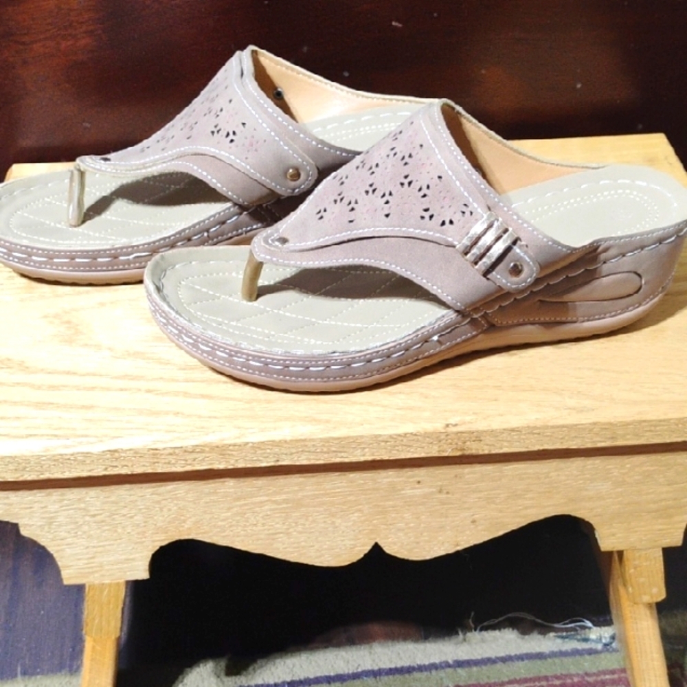 Chic Taupe Slip-On Sandals
